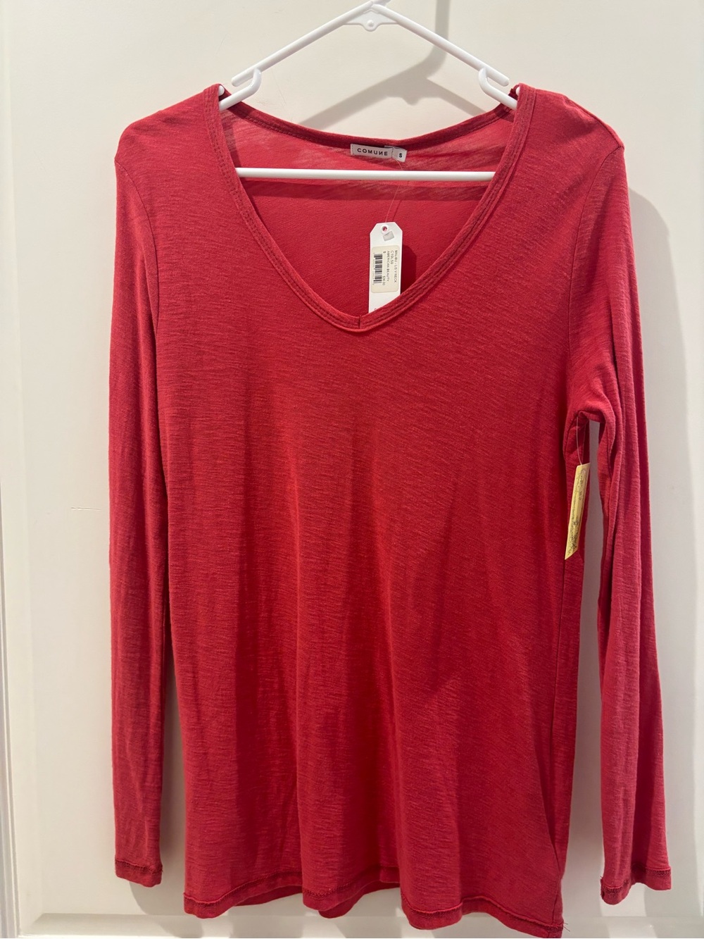 Michele Red V-Neck Long Sleeve Women's Top